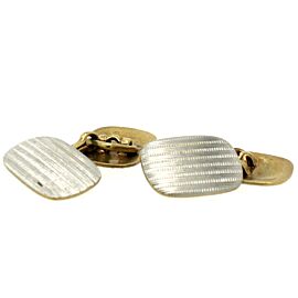 VINTAGE 14K YELLOW WHITE GOLD CUFF LINKS