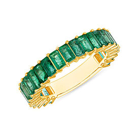 2.97 CT Colombian Emerald 14K Yellow Gold Band Ring