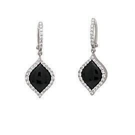 Roberto Coin Black Jade Diamond Dangle Drop Earrings in 18k White Gold