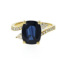 Sapphire & 0.53 CT Diamonds in 18K Yellow Gold Engagement Ring