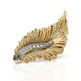 Women's Vintage Leaf Brooch with Diamonds