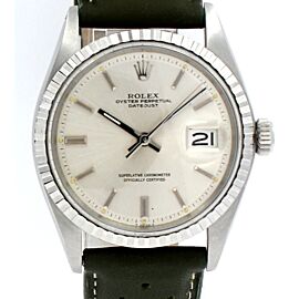 Mens Vintage ROLEX Oyster Perpetual Datejust 36mm Stainless Steel Silver Dial