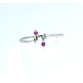 18k White Gold Ruby Ladies Ring Band Size 6