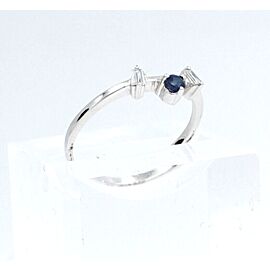 18k White Gold Diamond Sapphire Ladies Ring Band Size 6