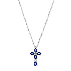 Zoccai 18K White Gold with Diamond and Blue Sapphire Necklace