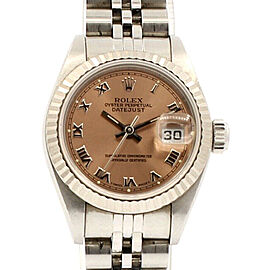 Ladies ROLEX Oyster Perpetual Datejust Steel 26mm SALMON Roman numerals