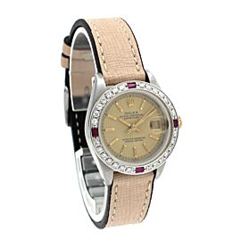 Ladies Vintage ROLEX Oyster Perpetual Datejust 26mm Gold Dial Diamond Watch