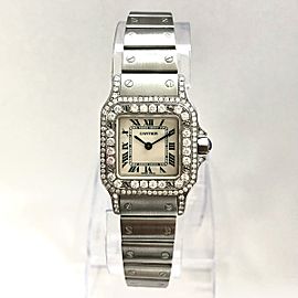 CARTIER SANTOS GALBEE 24mm Quartz Steel Watch Diamond Bezel & Case 1.21TCW