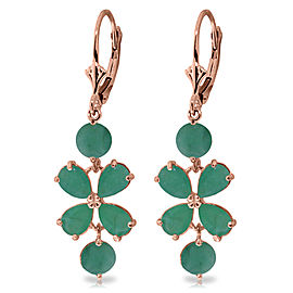 5.32 CTW 14K Solid Rose Gold Chandelier Earrings Natural Emerald