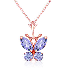 0.6 CTW 14K Solid Rose Gold Butterfly Necklace Tanzanite