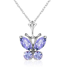 0.6 CTW 14K Solid White Gold Butterfly Necklace Tanzanite