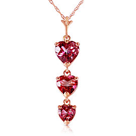 14K Solid Rose Gold Necklace with Natural Pink Topaz