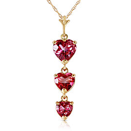 3.03 CTW 14K Solid Gold Hand On Heart Pink Topaz Necklace