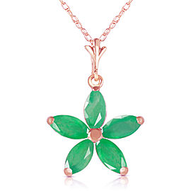 14K Solid Rose Gold Necklace with Natural Emeralds