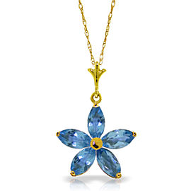 1.4 CTW 14K Solid Gold Stendhal Blue Topaz Necklace