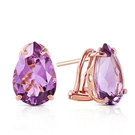 10 CTW 14K Solid Rose Gold pearll Shape Amethyst Earrings