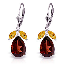 13 CTW 14K Solid White Gold Leverback Earrings Citrine Garnet