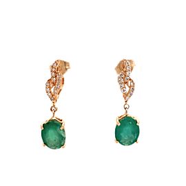 Natural Emerald Diamond Earrings 14k YG 1.97 TCW Certified $3,950 018694