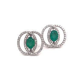 Diamond Emerald Earrings 14k White Gold 2.16 TCW Certified $6,950