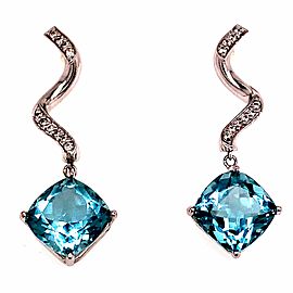 Natural Aquamarine Diamond Earrings 14k Gold 8.15 TCW Certified $4,950 111528