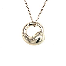 Tiffany & Co Estate Swirl Pendant Silver Necklace 16" By Elsa Peretti TIF226