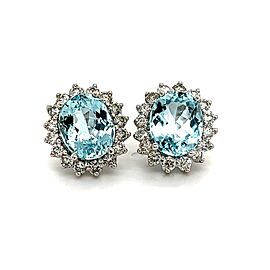 Natural Aquamarine Diamond Earrings 14k Gold 6.05 TCW Certified