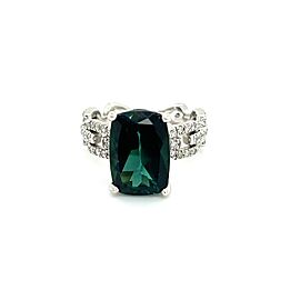 Natural Tourmaline Diamond Ring 6.5 14k White Gold 6.32 TCW Certified $5,495 216199