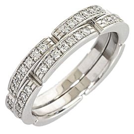 Cartier 18K White Gold Mailon Panthere Diamond Ring Size 5.75