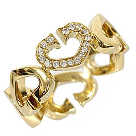 Cartier 18K Yellow Gold C Heart Diamond Ring Size 5.0