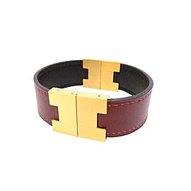 Hermes Metal Gold And leather Bangle Bracelet