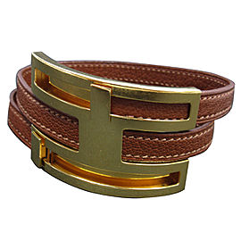 Hermes Gold Tone Metal Bangle Bracelet