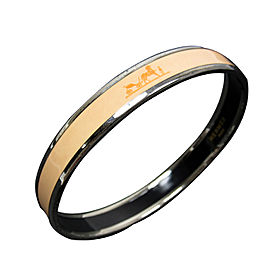 Hermes Silver Tone Metal Beige Enamel Bangle