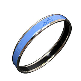 Hermes Silver Tone Metal Blue Enamel Bangle