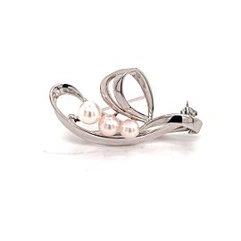 Mikimoto Estate Akoya Pearl Brooch Pin Sterling Silver 6mm 4.89 gr M186