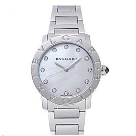 Bulgari White Mother of Pearl Diamond Dial Stainless Steel 37mm Ladies Watch