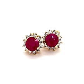 Natural Ruby Diamond Earrings 14k Gold 3.72 TCW Certified