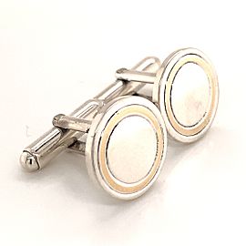 Tiffany & Co Estate Sterling Silver & 14k Gold Oval Cufflinks 18 Grams TIF123