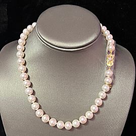 Mikimoto Estate Akoya Pearl Necklace 18k Gold 9.5 mm Certified $35,435 M35435