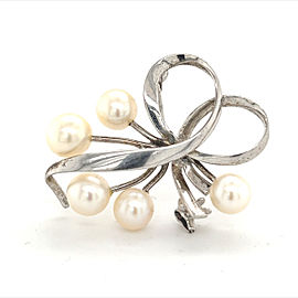 Mikimoto Estate Akoya Pearl Brooch 6.75 mm Sterling Silver M237