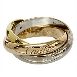 Cartier 18K Pink White And Yellow Gold 3 Band 5P Diamonds Ring US Size 4.75