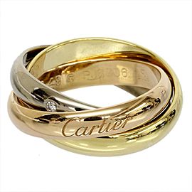 Cartier 18K Pink White And Yellow Gold Trinity 3 Bands 5P Diamonds Ring Size 5