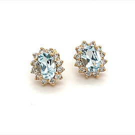 Natural Aquamarine Diamond Earrings 14k Gold 1.94 TCW Certified