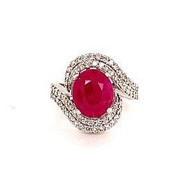 Natural Ruby Diamond Ring 14k Gold 6.32 TCW Size 6.5 GIA Certified $6,975 111872