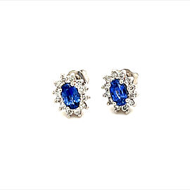 Natural Sapphire Diamond Stud Earrings 14k Gold 0.90 TCW Certified $2,450 215613