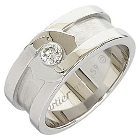 Cartier 18K White Gold Diamond Motif Band Ring Size: 9