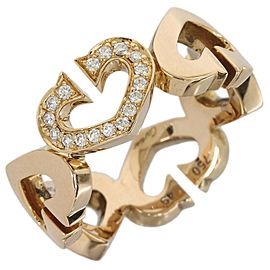 Cartier 18K Rose Gold and Diamonds C Heart Ring Size 5.25