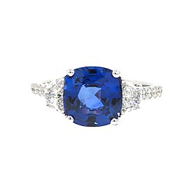 GIA Certified Sapphire and Diamond Engagement Ring