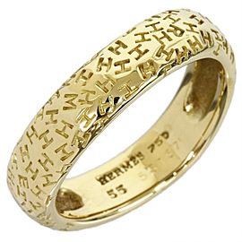 Hermes 18K Yellow Gold Graffiti H Band Ring Sz 7.25