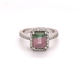 Watermelon Tourmaline Diamond Ring 14k Gold 1.82 TCW Certified