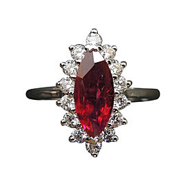 1.08ct Ruby & 0.42ct Diamond Engagement Ring Sz 6.75